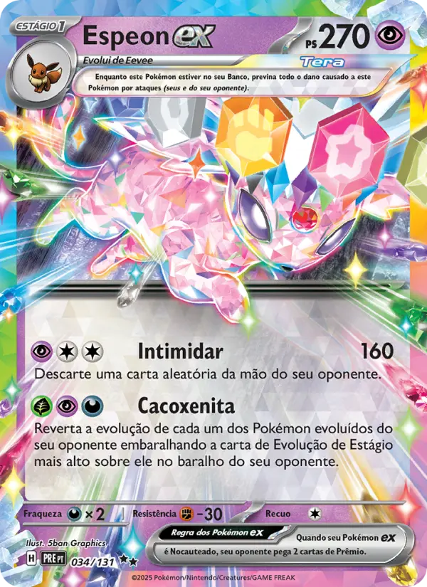 Carta Espeon ex, nº 034 de Evoluções Prismáticas