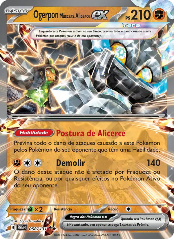 Carta Ogerpon Máscara Alicerce ex, nº 058 de Evoluções Prismáticas