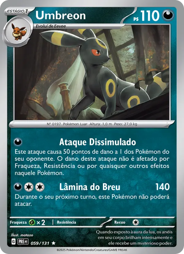 Carta Umbreon, nº 059 de Evoluções Prismáticas