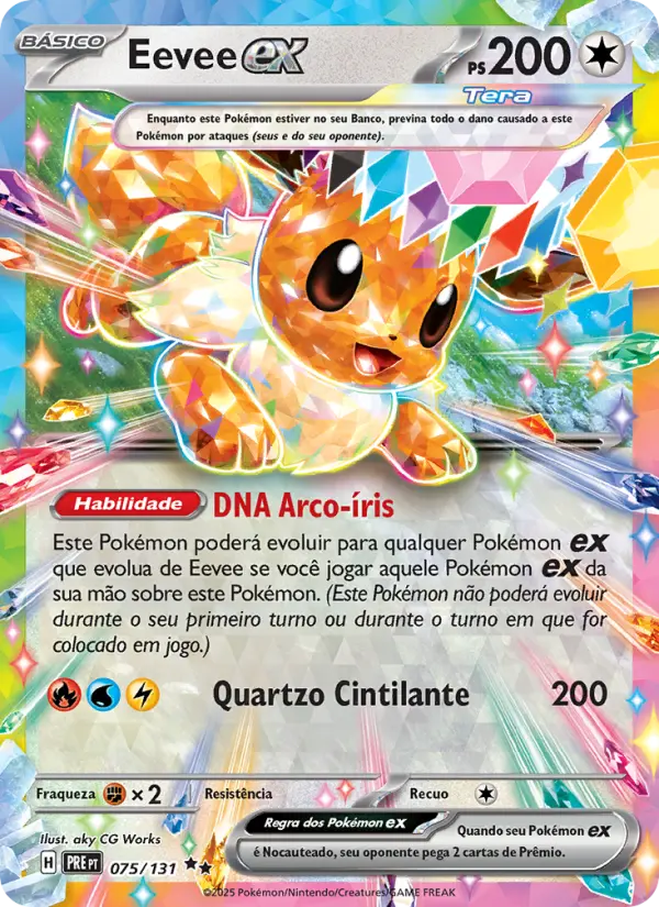 Carta Eevee ex, nº 075 de Evoluções Prismáticas