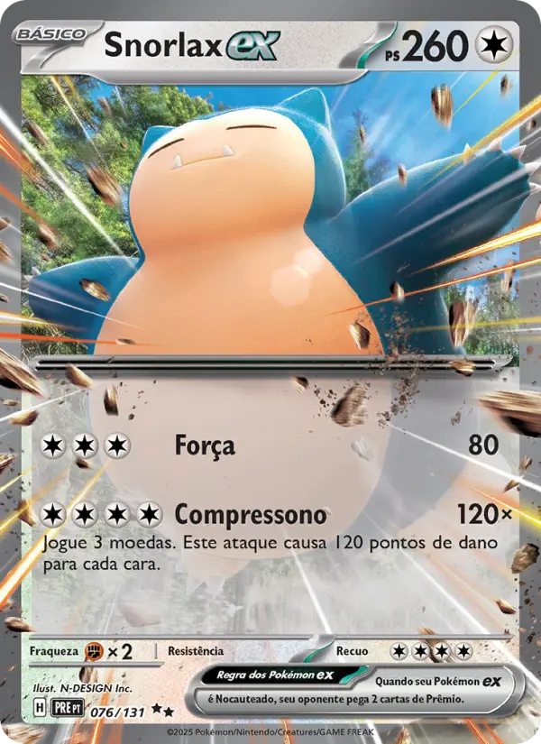 Carta Snorlax ex, nº 076 de Evoluções Prismáticas