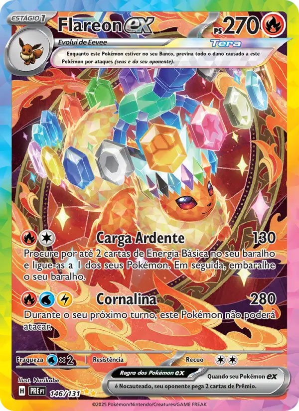 Carta Flareon ex, nº 146 de Evoluções Prismáticas