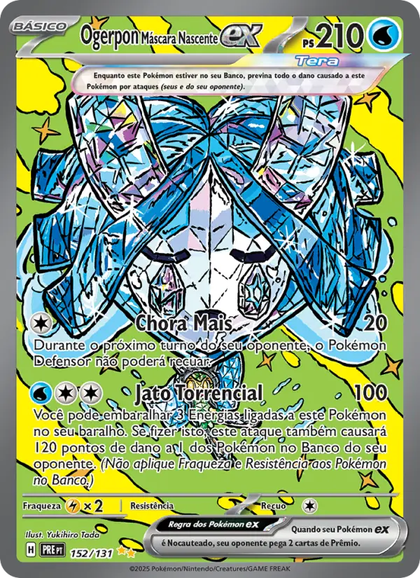 Carta Ogerpon Máscara Nascente ex, nº 152 de Evoluções Prismáticas