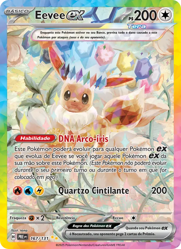 Carta Eevee ex, nº 167 de Evoluções Prismáticas