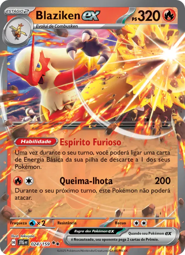 Carta Blaziken ex, nº 024 de Escalete e Violeta 9 - Amigos de Jornada