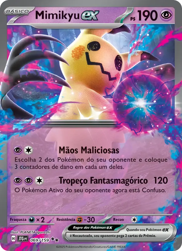 Carta Mimikyu ex, nº 069 de Escalete e Violeta 9 - Amigos de Jornada