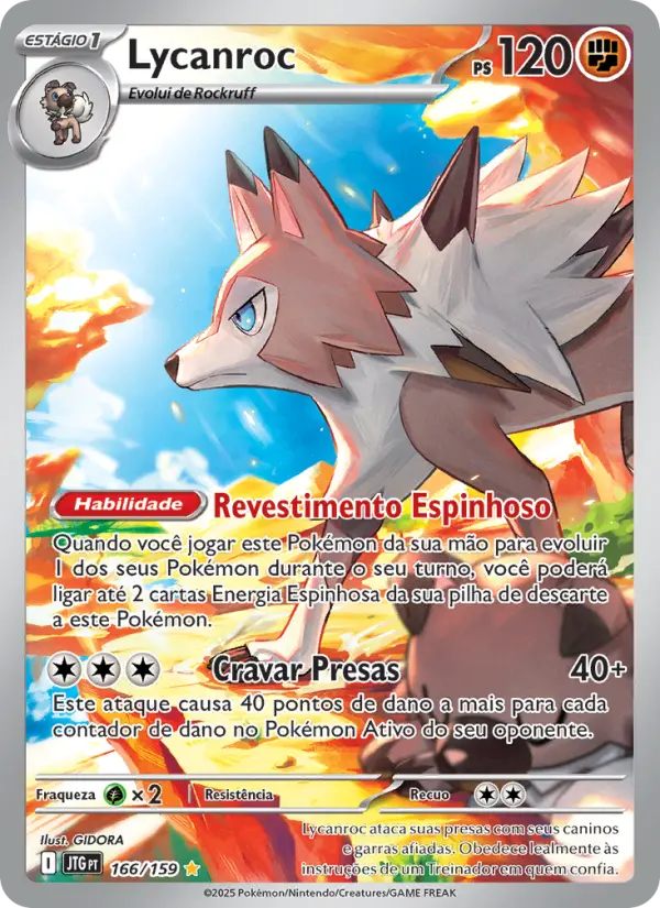 Carta Lycanroc, nº 166 de Escalete e Violeta 9 - Amigos de Jornada