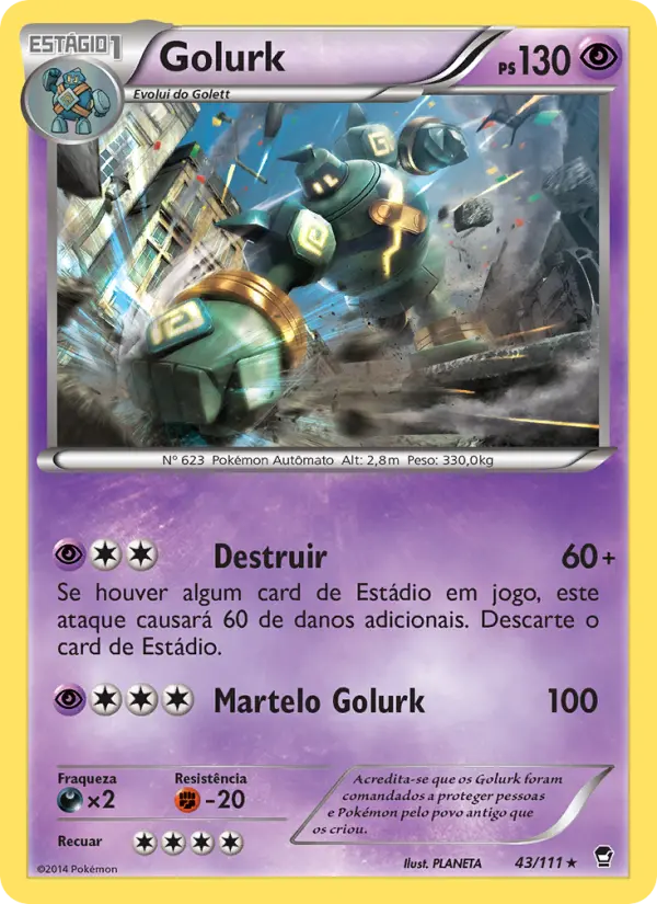 Carta Golurk, nº 43 de Punhos Furiosos