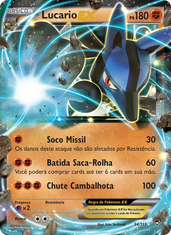 Carta Lucario EX, nº 54 de Punhos Furiosos