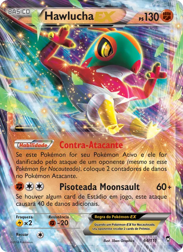 Carta Hawlucha EX, nº 64 de Punhos Furiosos